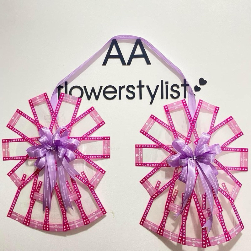 พวงมาลัยธนาบัตร แบบ2ข้าง 30 ใบ ลายแถบ