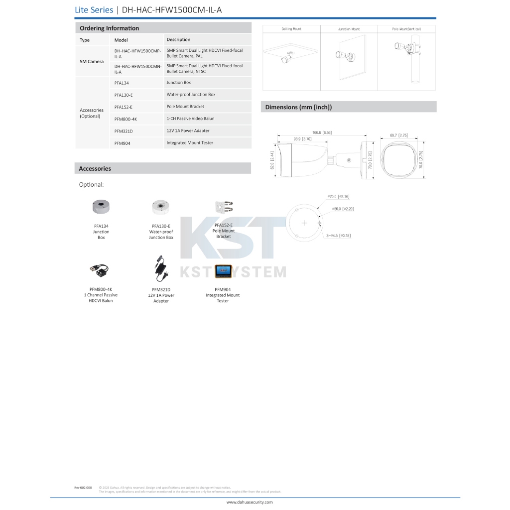 HAC-HFW1500CM-IL-A (เลือกเลนส์) กล้องวงจรปิด Dahua Smart Dual Light HDCVI 5MP (ไมค์)