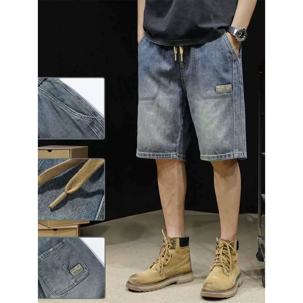 กางเกงยีนขาสั้น ผ้ายืด ฟอกนุ่ม สีน้ําตาลมิดไนด์ กันสนิม มีขอบ ไซซ์ M-4XL ราคา ถูกที่สุด ดีลบีเคเค แกลเลอรีภาพที่ 4
