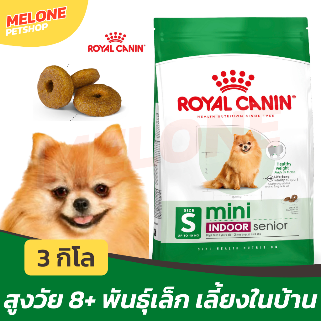 Royal Canin Mini Indoor Senior รอยัลคานิน สุนัขสูงวัย สุนัขแก่ พันธุ์เล็ก เลี้ยงในบ้าน 8 ปี ขึ้นไป 3 กิโลกรัม