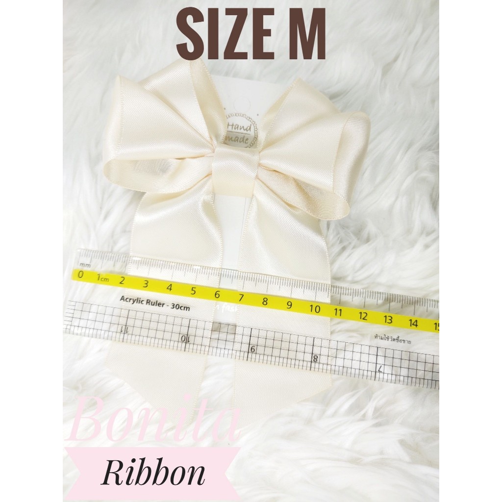 [ พร้อมส่ง ] โบว์ติดผม ผ้าซาติน สีน้ำเงินกรมท่า (Navy) เรียบร้อย หรูหรา กิ๊บติดผม โบว์ผ้าซาติน โบว์นักเรียน ใส่ออกงาน - รูปที่ 3