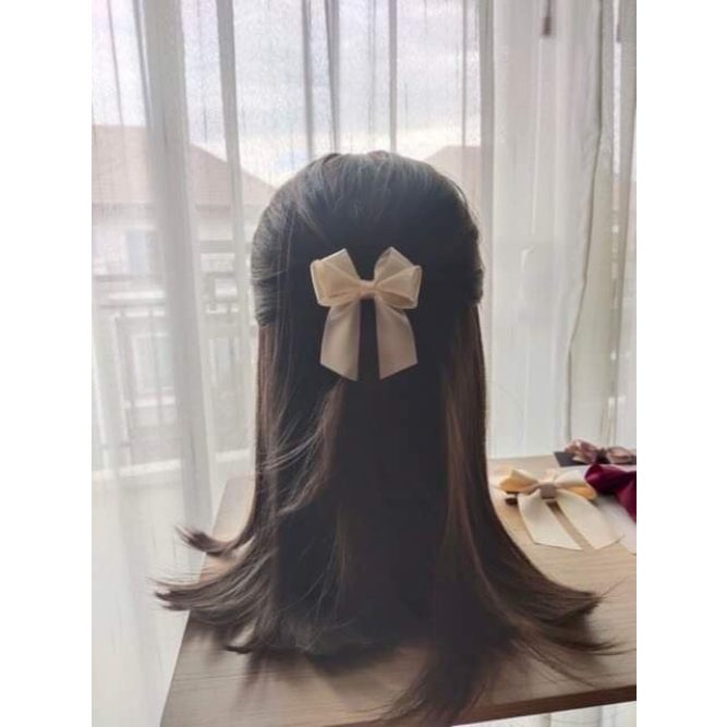 [ พร้อมส่ง ] โบว์ติดผม ผ้าซาติน สีน้ำเงินกรมท่า (Navy) เรียบร้อย หรูหรา กิ๊บติดผม โบว์ผ้าซาติน โบว์นักเรียน ใส่ออกงาน - รูปที่ 4