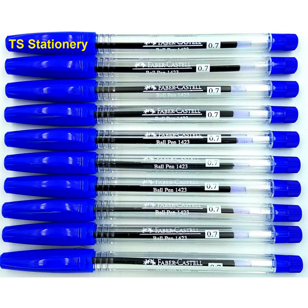 Faber-Castell 1423 ปากกาลูกลื่นสีน้ำเงิน ขนาด 0.7มม. จำนวน 10 ด้าม
