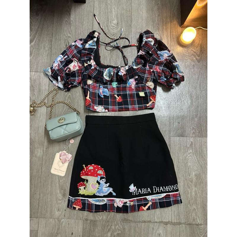 Maria Diamond Brand size S มือ2 ไม่มีตำหนิ เซ็ตกระโปรง น่ารัก