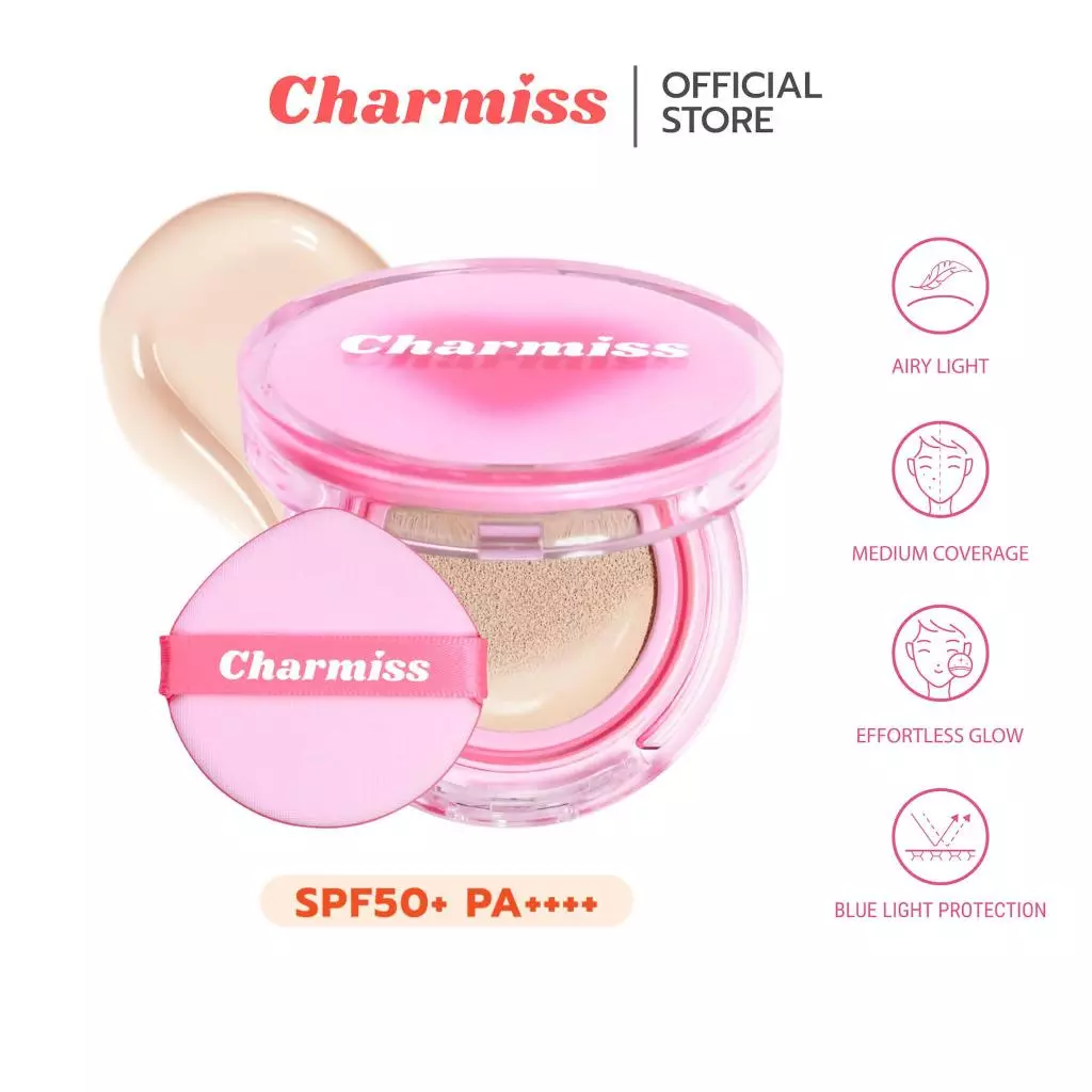 โปรเดือน8 คุชชั่นผิวโกลว์ใส Charmiss Charming Glow Airy Cushion SPF50+ PA++++ 13 g ผิวโกลว์ใส เป็นธรรมชาติ ไม่มีมันเยิ้ม