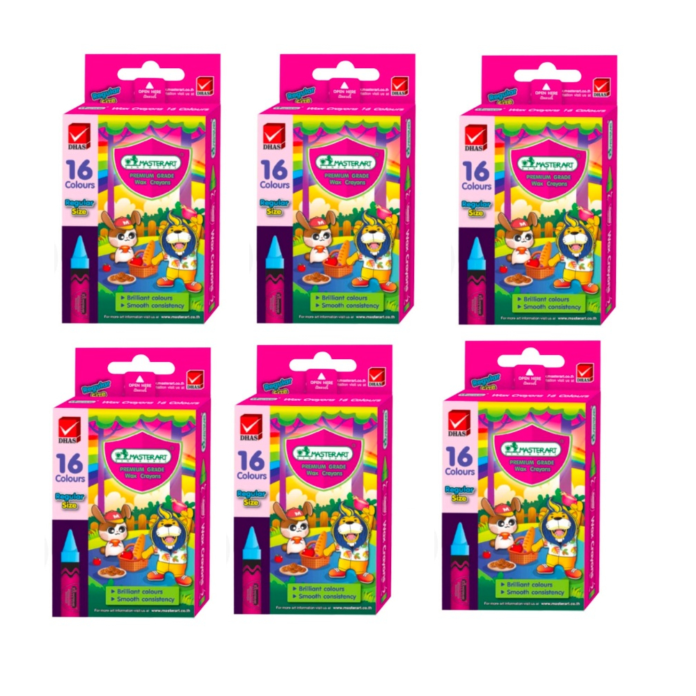 (ยกโหล) สีเทียน มาสเตอร์อาร์ต ขนาดกลาง 16 สี (Regular)