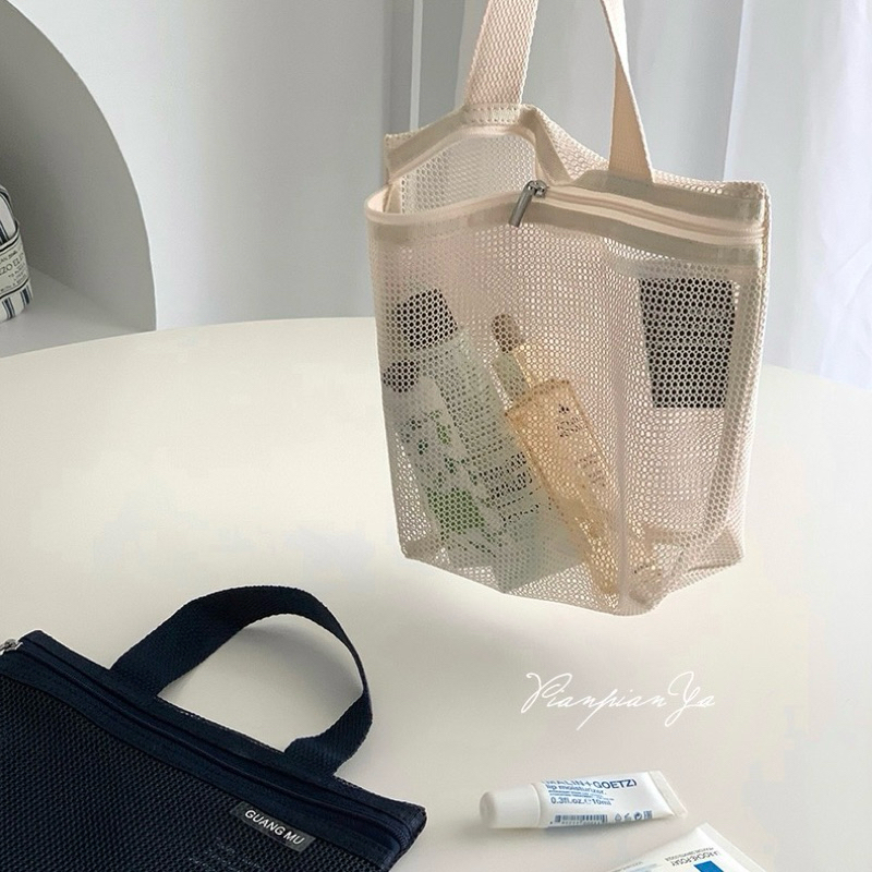 พร้อมส่ง🍑 กระเป๋า Travel bag กระเป๋าจัดระเบียบ มีหูหิ้ว กระเป๋าเครื่องสำอางค์ มินิมอล กระเป๋าตาข่าย 04073