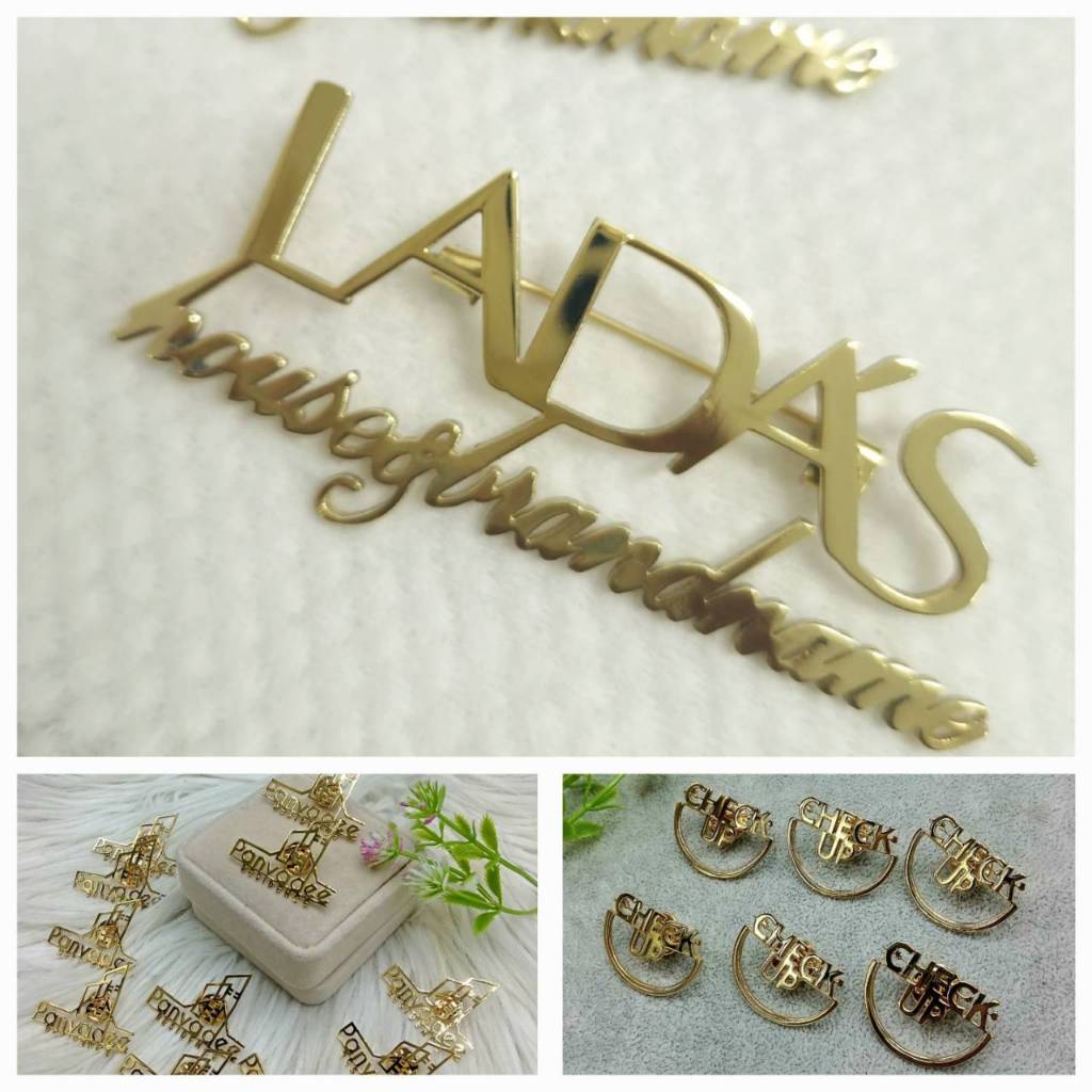 งานเข็มกลัดไดคัต ตัวอักษรแบบชื่่อ 2 ชั้น เข็มกลัดชื่อสั่งทำ DIY