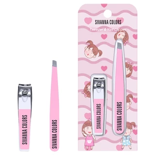 SIVANNA - Pink Tweezer And Nail Clipper Kit (2 PCS) ซีเวนน่า คัลเลอร์ส พิ้งค์ ทวีซเซร์ส แอนด์ เนล คลิปเปอร์ คิท HF23