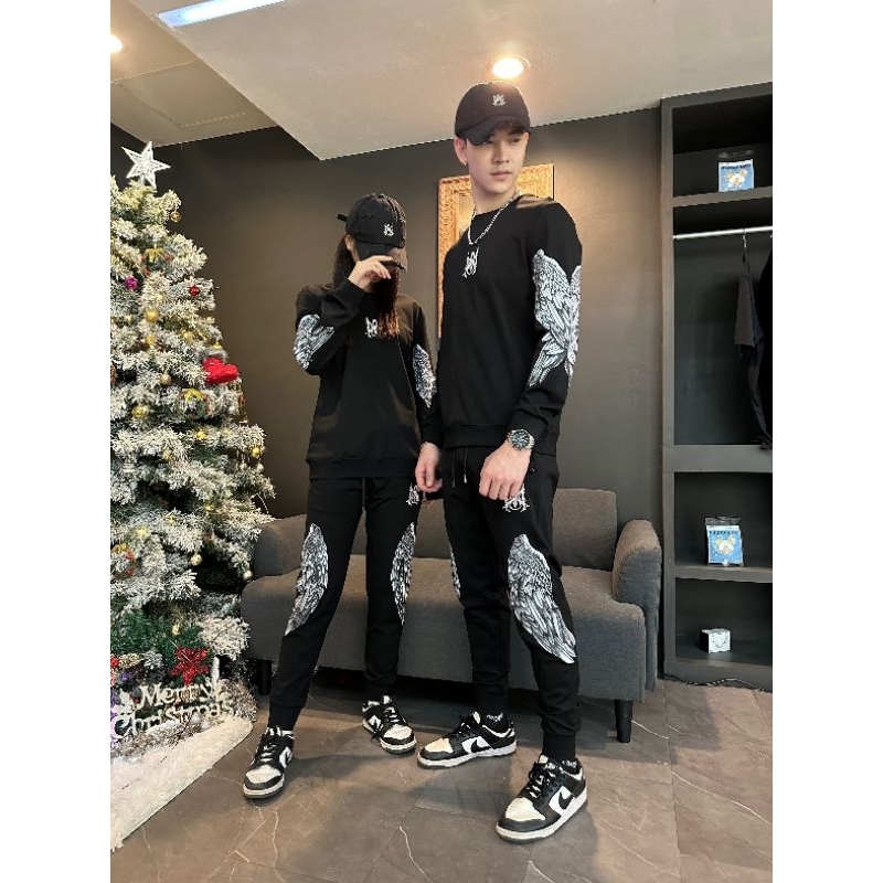 XOM Set104 ชุดเซตปีกนก เสื้อสวมแขนยาว+กางเกงจั้มขายาว