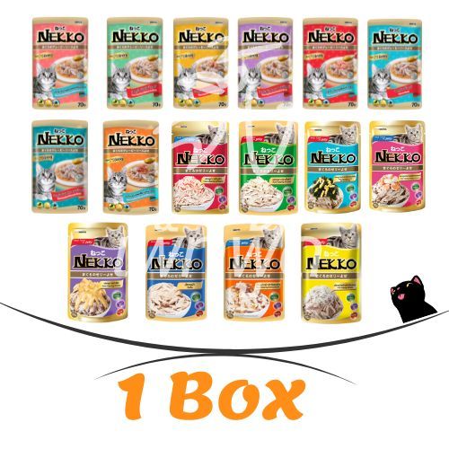 [ยกลัง 48 ซอง] คละไม่ได้ หอมอร่อย Nekko อาหารแมวแบบเปียกเน็กโกะ เฉพาะแมวโต หมดอา