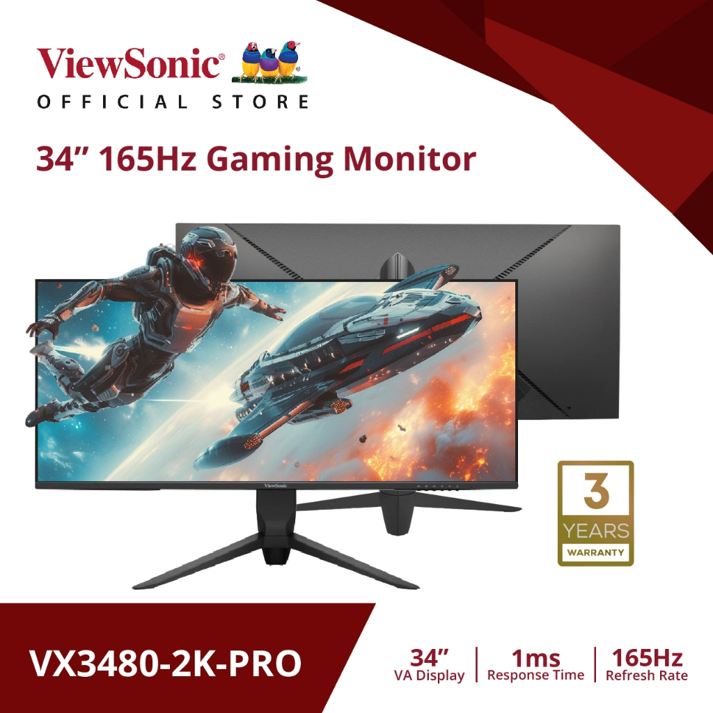 Viewsonic Gaming Monitor VX3480 2K PRO / 34” / UWQHD / 165 Hz /  1 ms  (จอมอนิเตอร์)