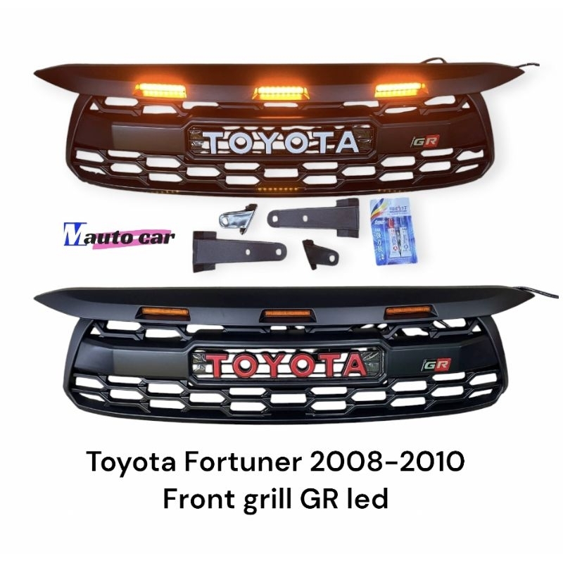 กระจังหน้า Fortuner 2008 2009 2010 GR มีไฟ led โลโก้ Toyota สีแดง และ สีขาว