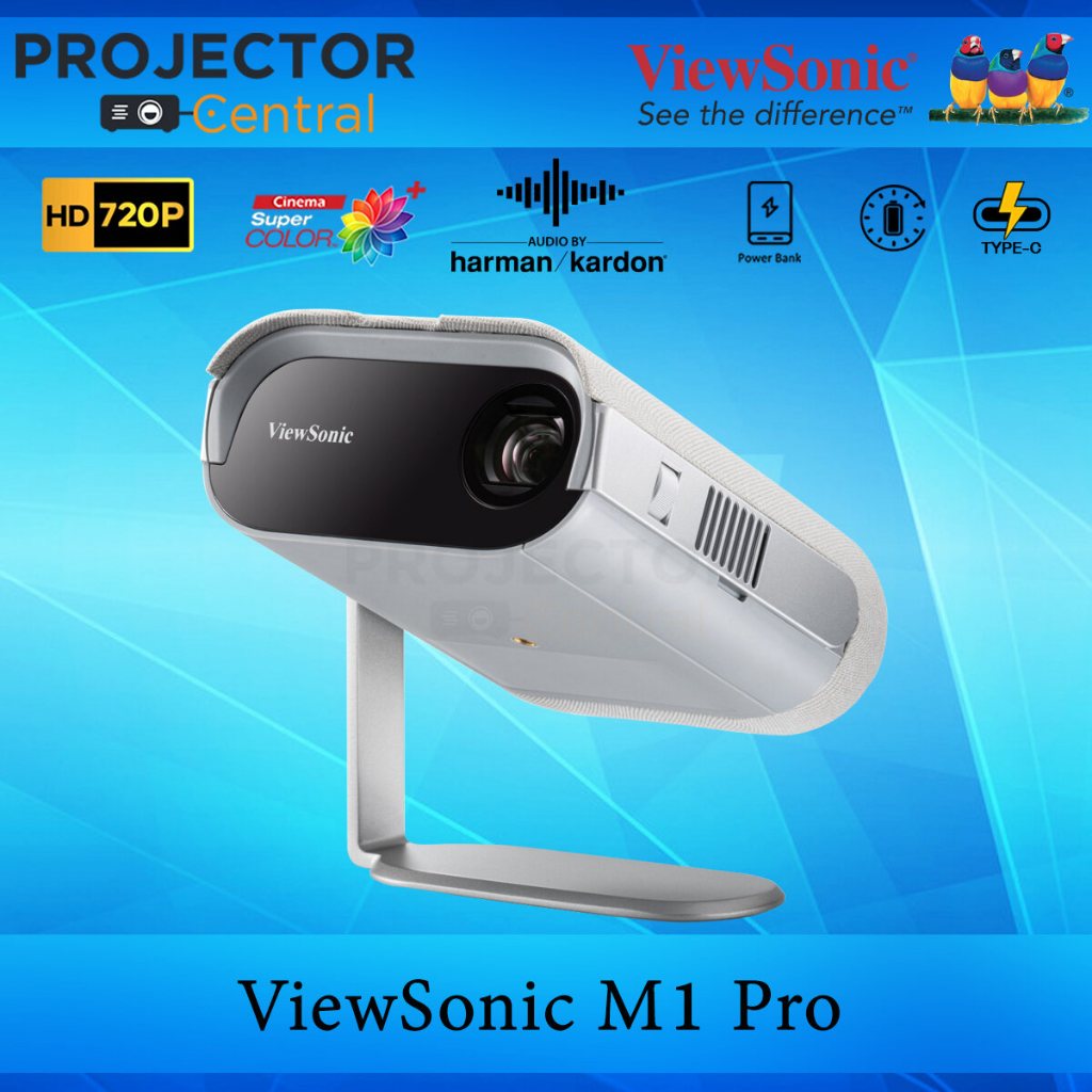 ViewSonic M1 Pro โปรเจคเตอร์พกพา Smart LED 720p HD สีขาว พร้อมลำโพง Harman Kardon