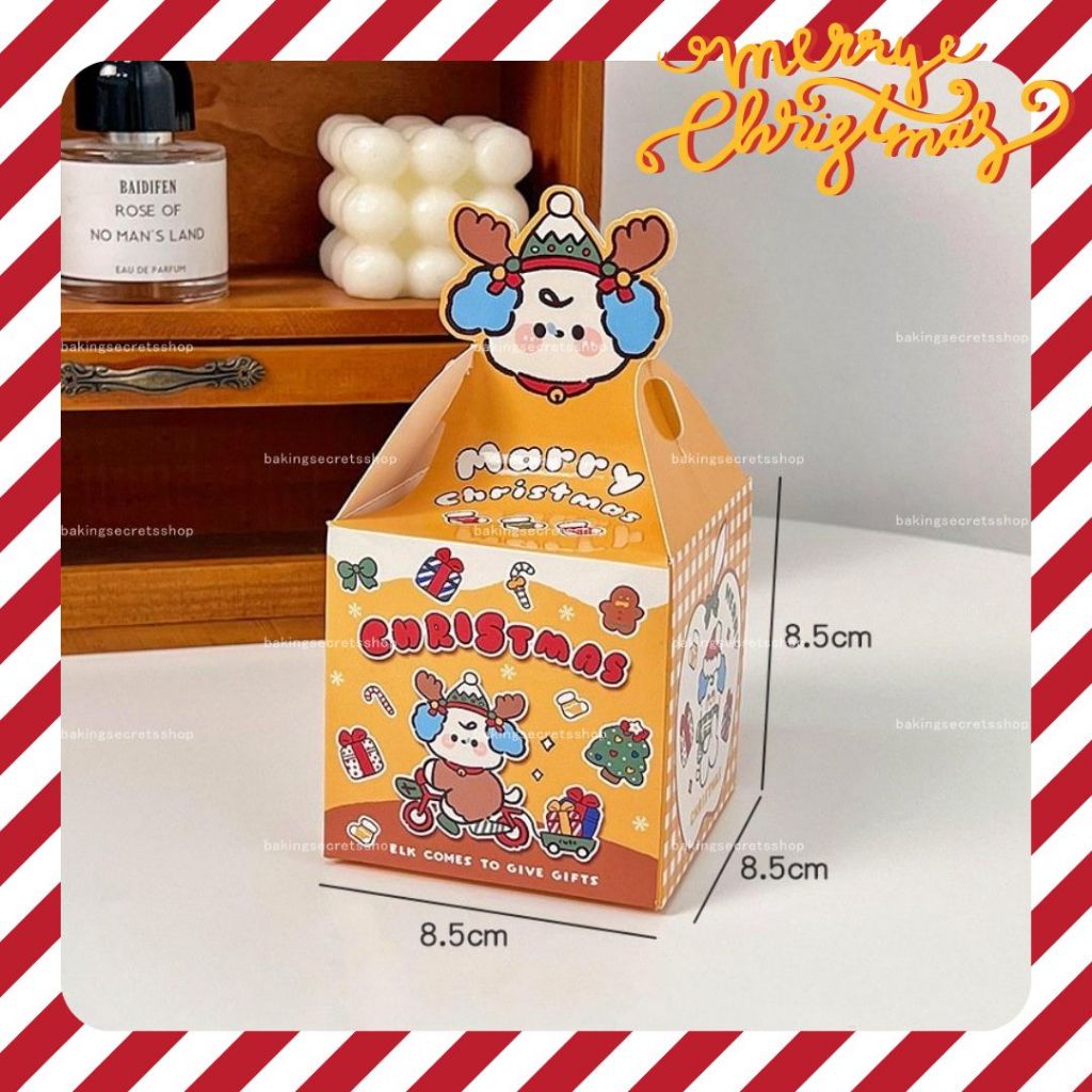 กล่องคุกกี้ ใส่ขนม ลายคริสมาส แพ๊ค 10 ใบ มาใหม่พร้อมส่งจ้า