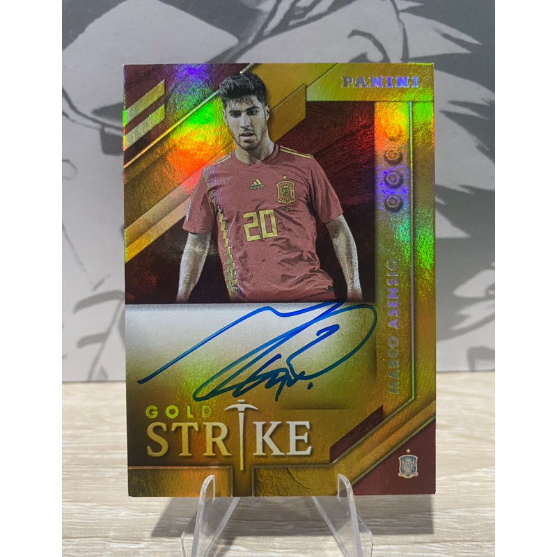 การ์ดฟุตบอล✍🏼 ลายเซ็นสด on card Marco Asensio GOLD STRIKE  2019 PANINI SOCCER