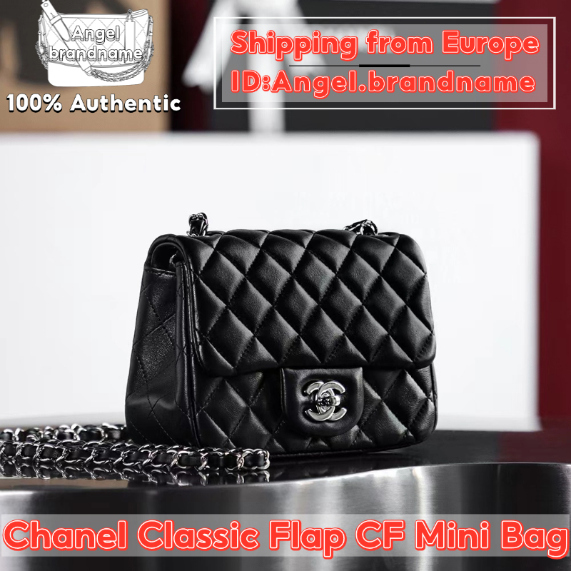 Shopee ถูกที่สุด💯ถุงของแท้👜Chanel Classic Flap CF Mini Bag 17cm Caviar Silver Bag กระเป๋าสะพายคลาสสิ