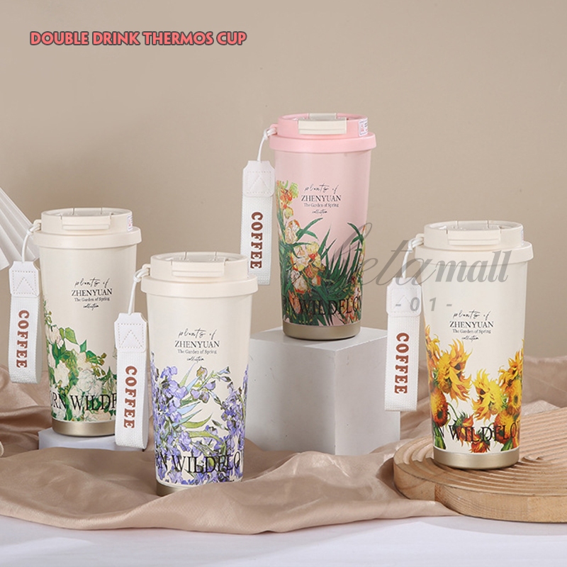 500มล ถ้วยกาแฟสแตนเลสมูลค่าสูงดื่มคู่กระติกน้ําร้อนถ้วยฟางขวดน้ําแบบพกพาขวดน้ําสแตนเลสซับเซรามิกถ้วยสแตนเลส316 B0161