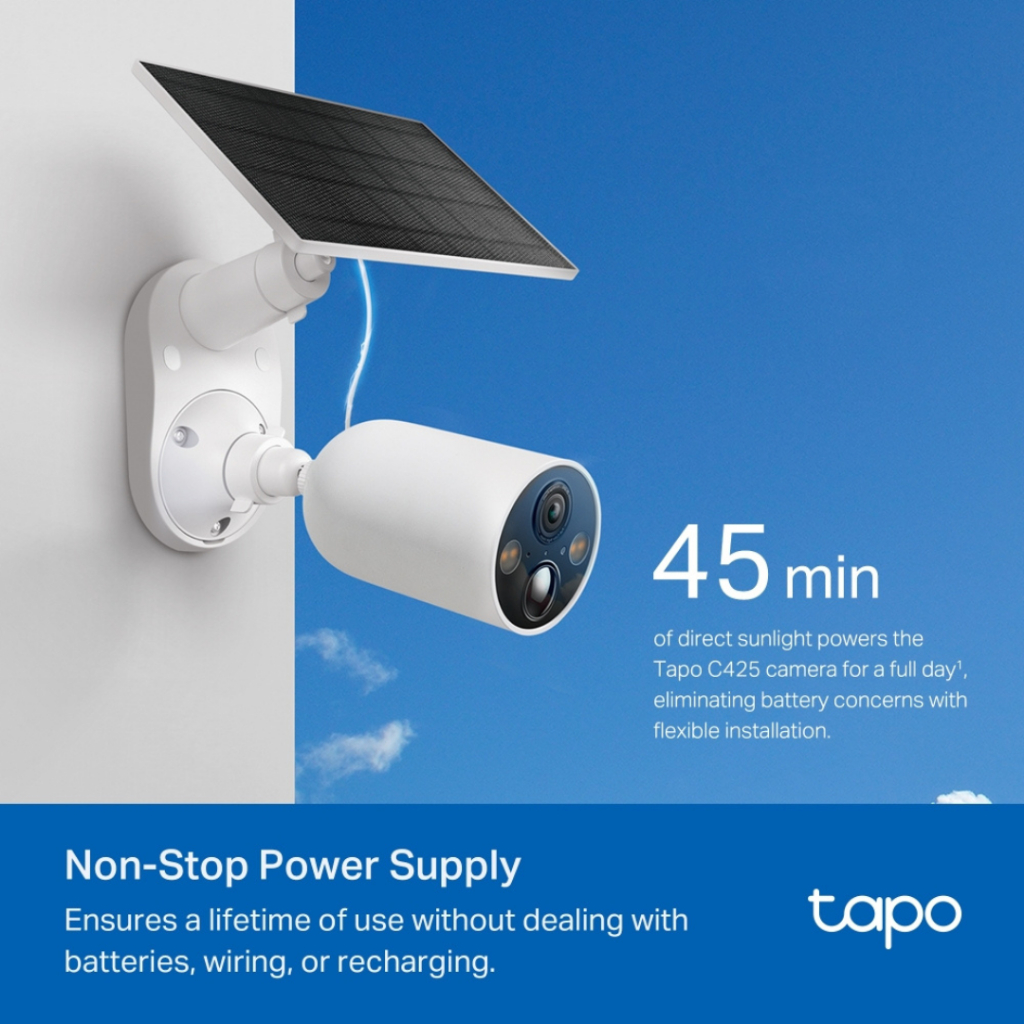 TP-Link TAPO C425 KIT ชุดกล้องรักษาความปลอดภัยพลังงานแสงอาทิตย์ Solar-Powered Security Camera Kit By Vnix Group