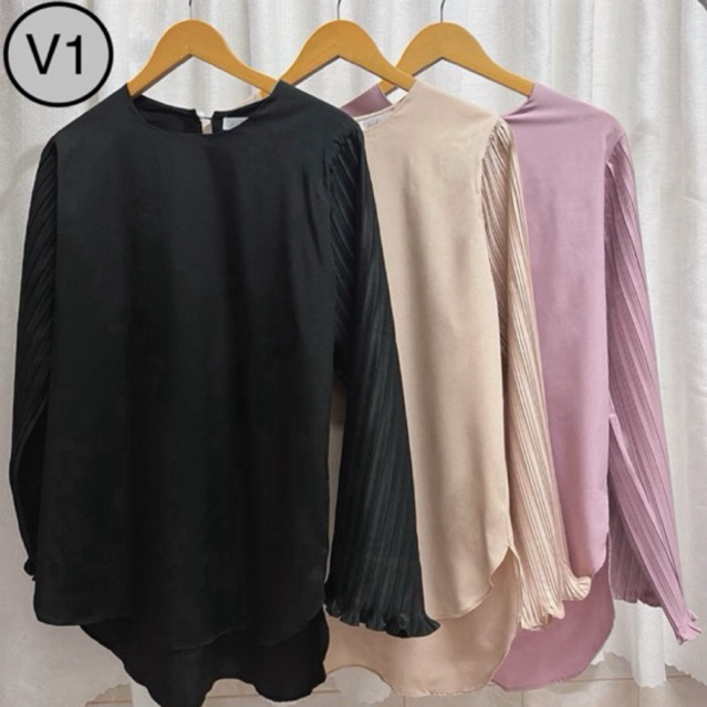 เสื้อแขนอัดพลีทแฟชั่น