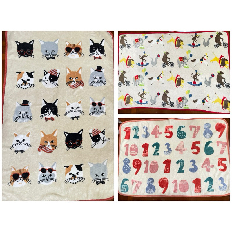 Paquet Blanket Circus Cats Number ผ้าห่ม ขนนุ่มละมุน แมว ตัวเลข ละครสัตว์ หายาก งานลิขสิทธิ์ แท้ ญี่