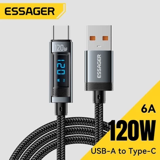 Essager สายเคเบิลข้อมูล A-C 120W 6A จอแสดงผลดิจิตอล ใช้ได้กับ Xiaomi Redmi