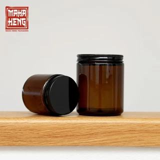 แก้วเทียนหอม โหลเทียนหอม กระปุกใส่น้ำพริก โหลแก้วสีชา 100/250ml พร้อมจัดส่ง มหาเฮง บรรจุภัณฑ์