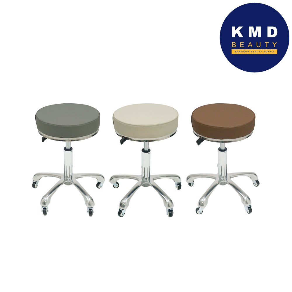 เก้าอี้สตูเตี้ย เก้าอี้นั่งทำงาน เก้าอี้ lab มีล้อ สำหรับนั่งทำงาน เบาะหนังแบบกลม ปรับสูงต่ำได้