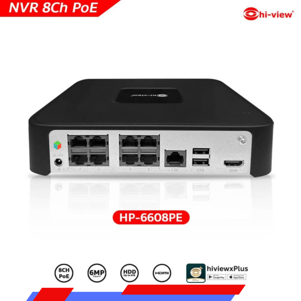 NVR PoE 4Ch./8Ch. Hi-View HP-6604PE,HP-6608PE (NVR PoE ในตัว)
