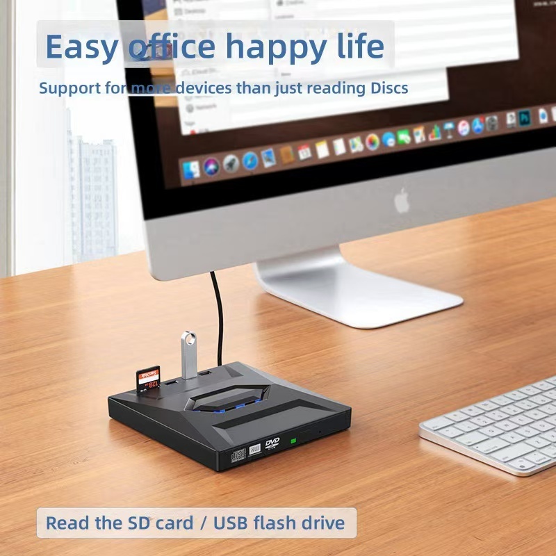 USB 3.0 Multifunctional DVD-RW type-c Dual Interface TF Card อ่านคอมพิวเตอร์ภายนอก 7in1