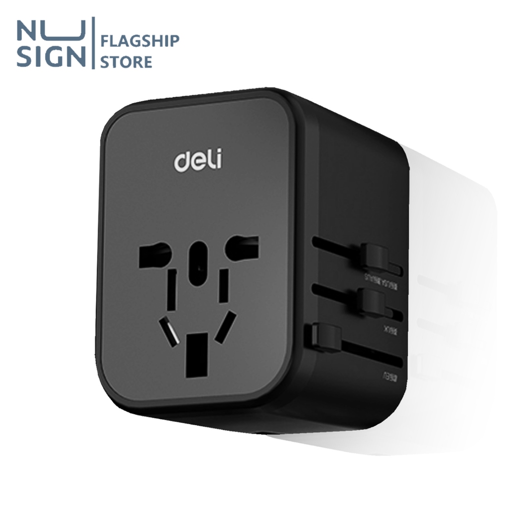 Nusign หัวแปลงปลั๊กไฟ อะแดปเตอร์แปลงไฟ ใช้ได้ทั่วโลก USB TypeC แรงดันไฟ110-230V Travel Adapter