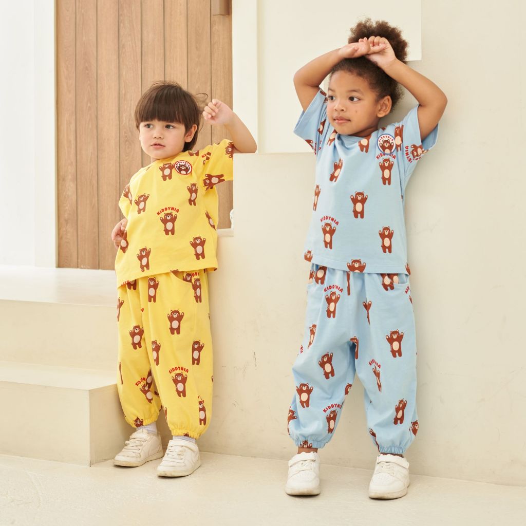 KDN Kiddybear Oversized T-Shirt Set ชุดเซ็ตโอเวอร์ไซส์ กางเกงขายาวปลายขาจั๊ม พิมพ์ลายหมี