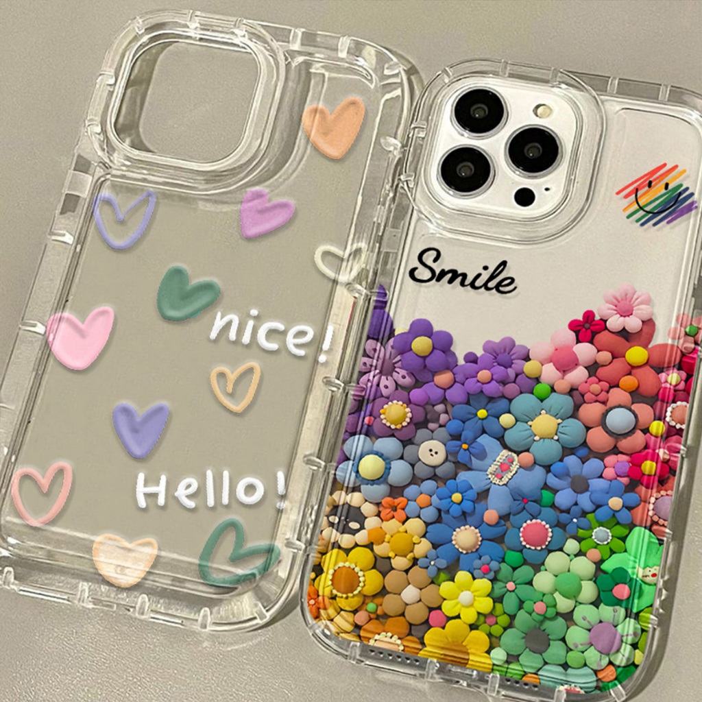 [ส่งจากไทย]Flower เคสไอโฟน11 For iPhone 15 11 16 14 13 12 Pro Max เคสเกาหลี 6 7 8 พสัส X XSMax XR เคสใส เคสลายการ์ตูน