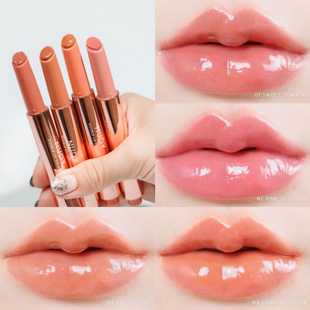 【น้องฉัตร】ลิปนู้ดดี้ดับเบิ้ลลิปวอลลุ่ม NUDY DOUBLE LIP VOLUME 2G THA BY NONGCHAT