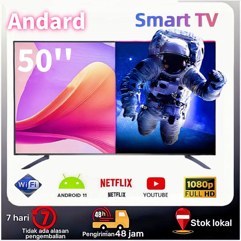 Andard ทีวี 50 นิ้ว  สมาร์ททีวี Android Smart FHD wifi ดิจิตอลทีวี ทีวีราคาถูกๆ youtube NETFLIX