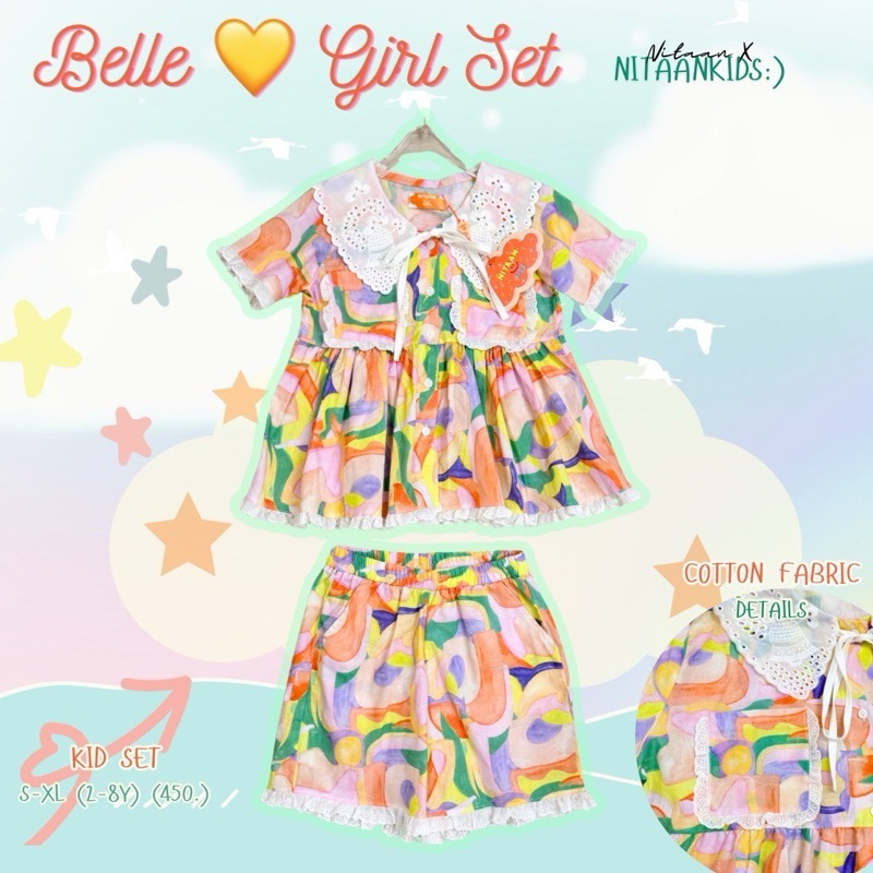 NITAANKIDS :) BELLE GIRL SET 🔔เซ็ตลูกสาวปกระฆัง ผ้าคอตตอนมีเท็กเจอร์ เดินลูกไม้รอบตัว น่ารักๆมากๆ ลูกสาวต้องมีนะคะ