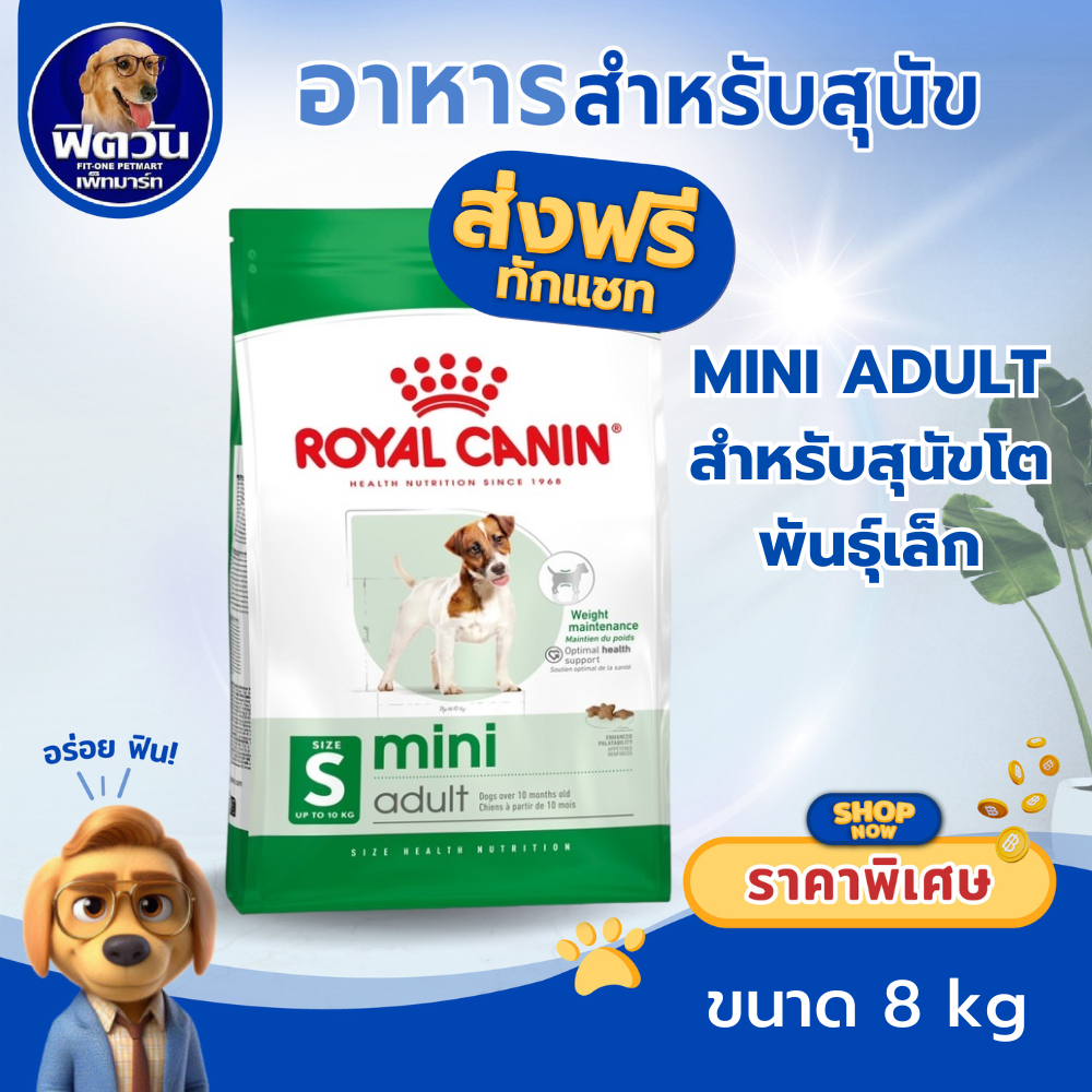 ROYAL CANIN MINI ADULT สุนัขโตพันธ์ุเล็ก ขนาด 8 กิโลกรัม{อาหารสุนัขเม็ด}