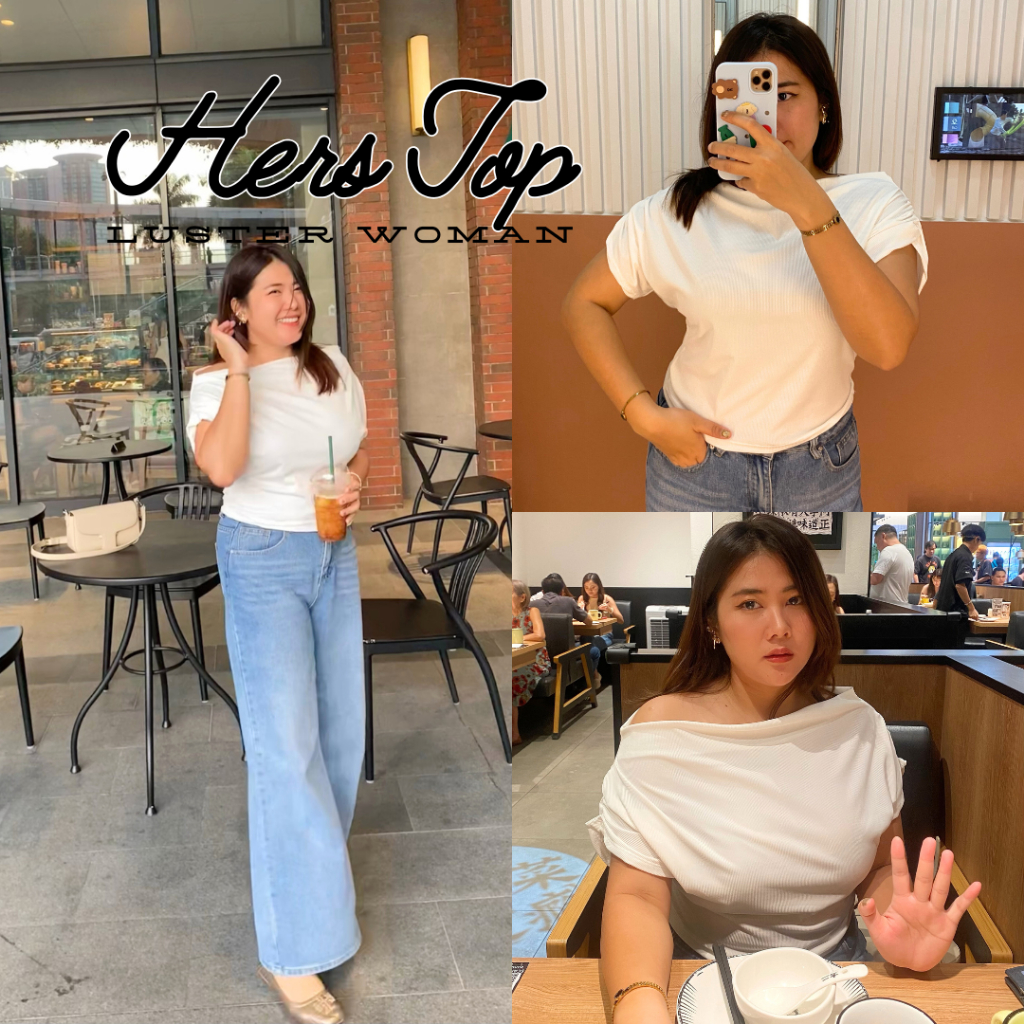 ลดยกร้าน 50%🔥Luster Woman- เสื้อทรงผีเสื้อคอถวง ช่วยพรางหุ่น พรางแขน เนื้อผ้าร่อง - Hers Top