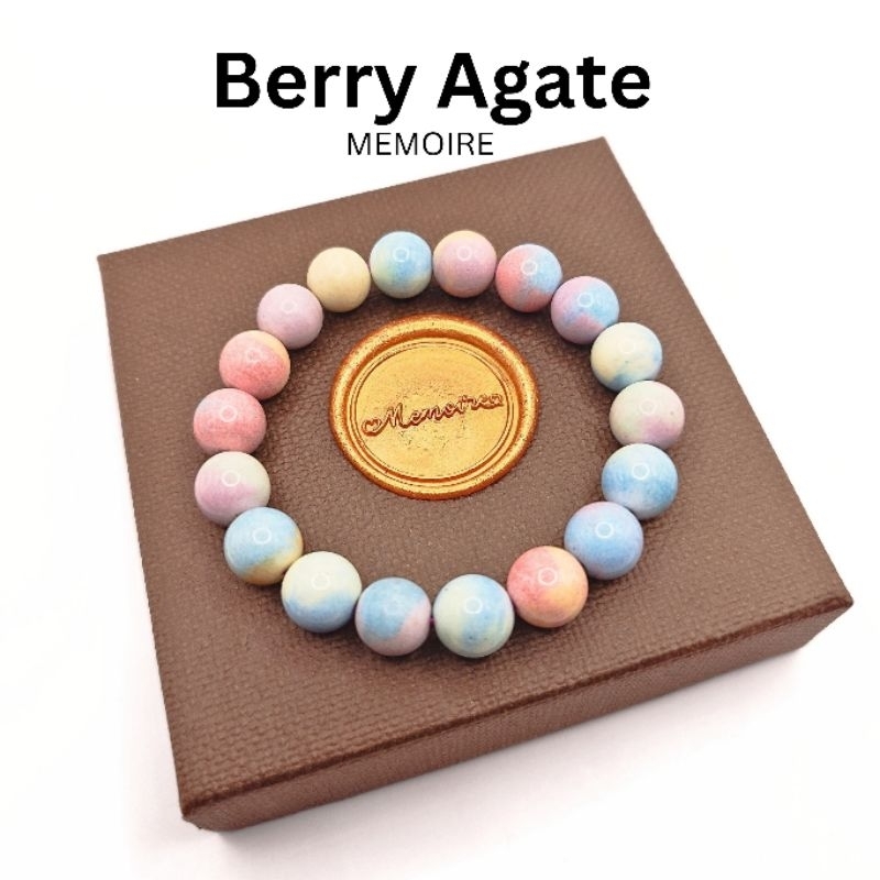 สร้อยข้อมือหิน กำไลหินสีพาสเทล Berry Agate เบอร์รี่ อาเกต เสริมโชคลาภ นำโชค สายหวาน