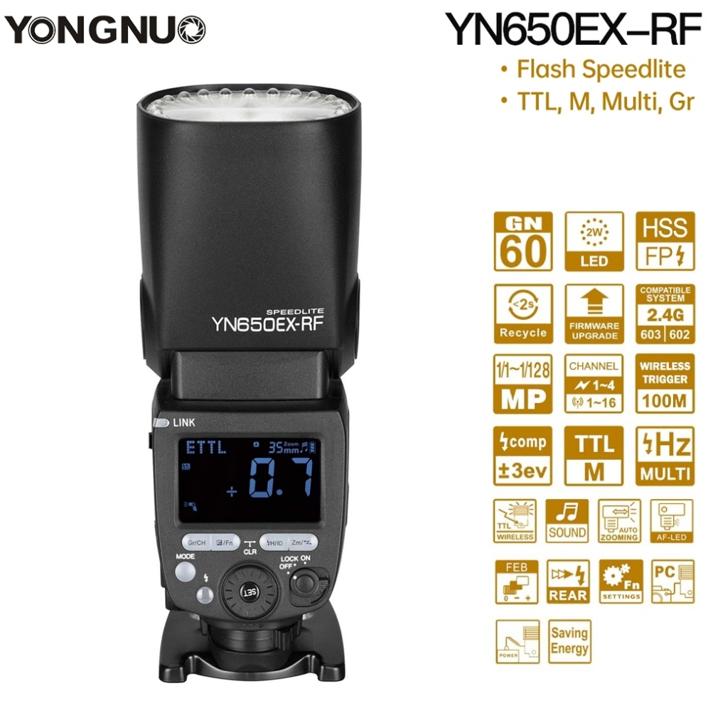 FLASH YONGNUO YN650EX-RF FOR CANON แฟลช HSS Master Slave , GN60 รับประกัน1ปีเต็ม