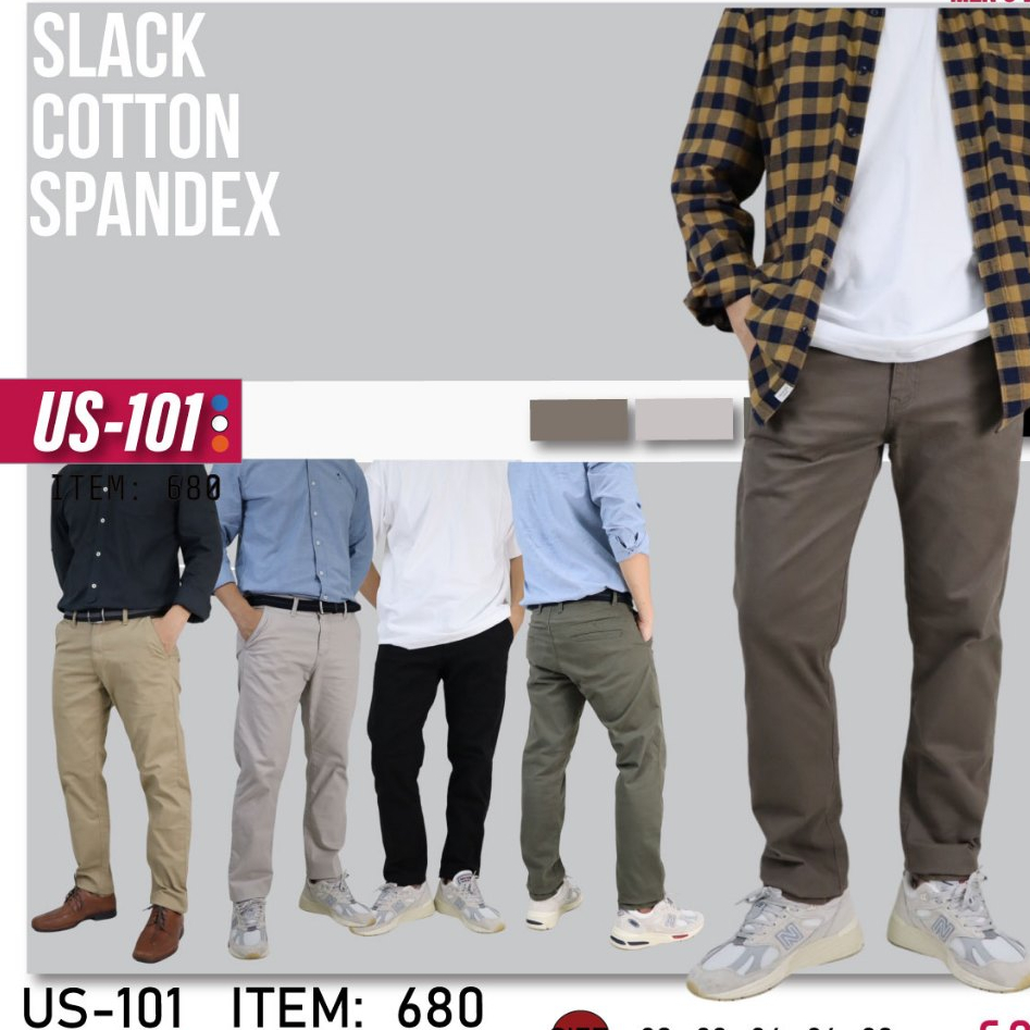 US-680 กางเกงสแลค [มี 6 สี] ผ้ายืด Cotton Spandex Man Clothing ผู้ชาย สแล็ค