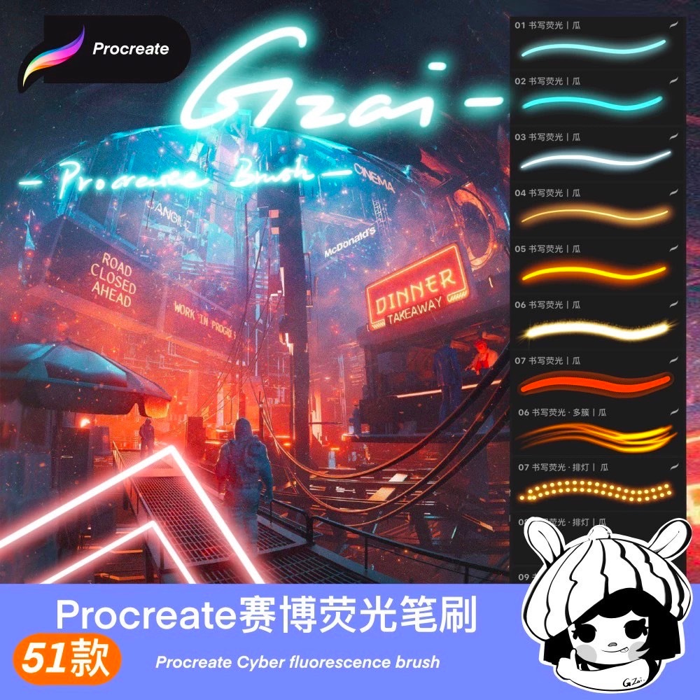 BFA040 iPad บรัชนีออน cyberpunk แฟนซี น่ารัก 51 บรัช