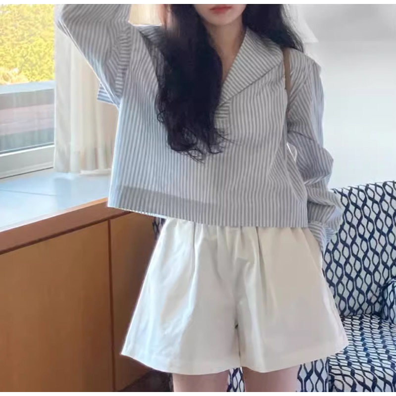 [3785] เสื้อสีฟ้าลายทาง