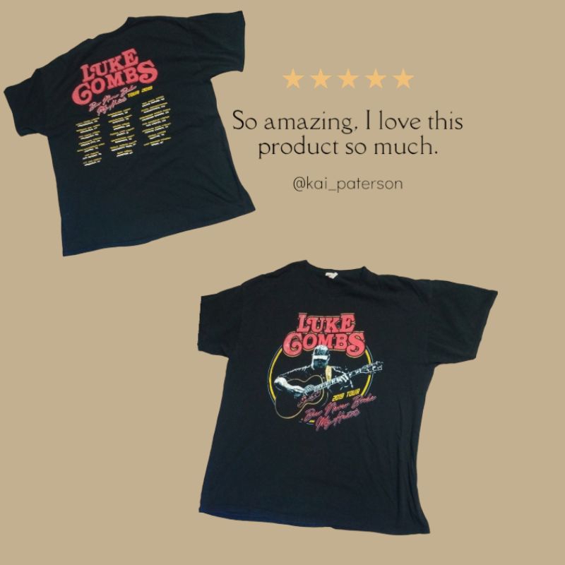 เสื้อยืดคอนเสิร์ต Luke Combs สำหรับผู้ใหญ่ Beer Never Broke My Heart Tour Country