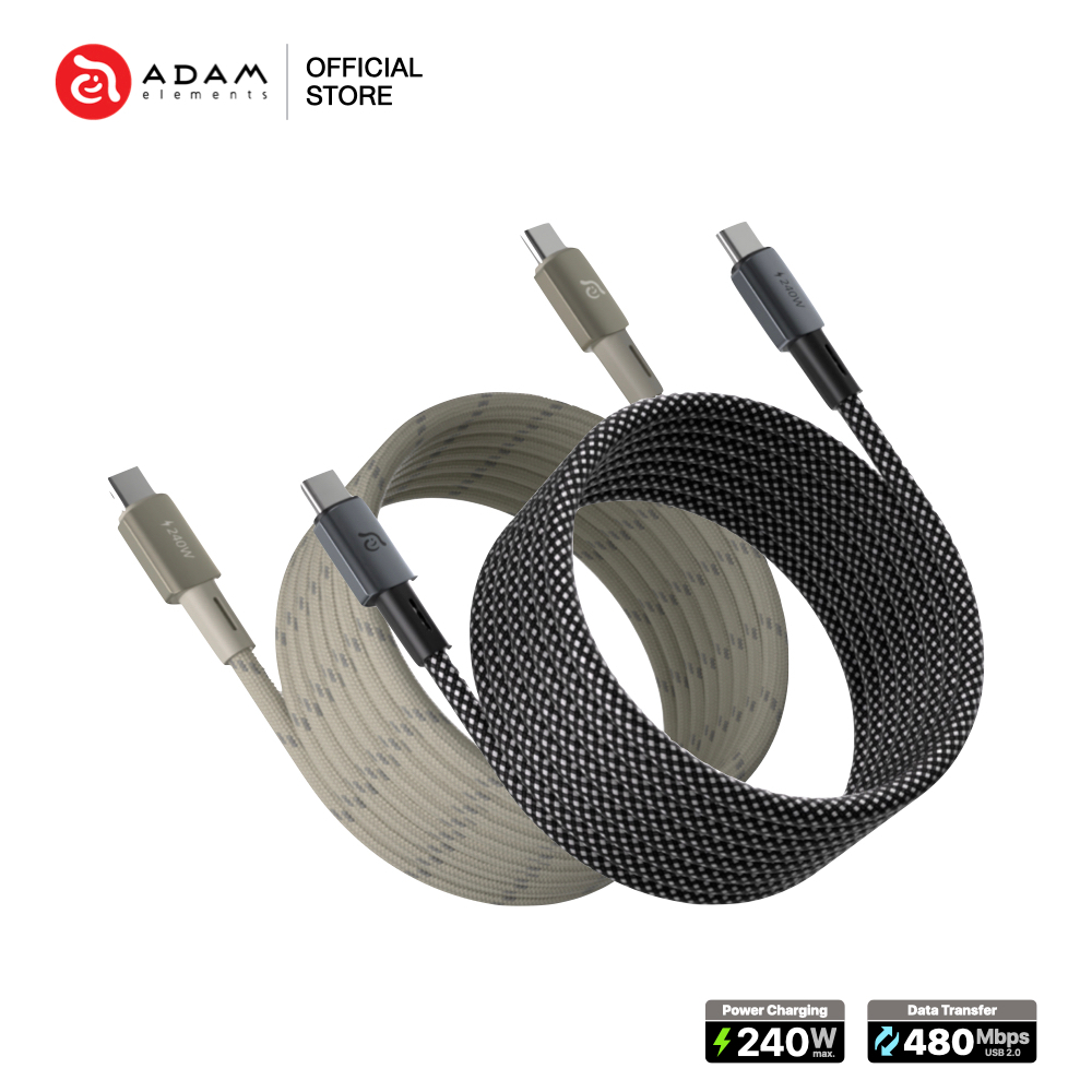 สายชาร์จ ADAM elements CASA C to C Magnetic Cable 240W 2M - Black / Titanium รองรับเอาต์พุตการชาร์จส