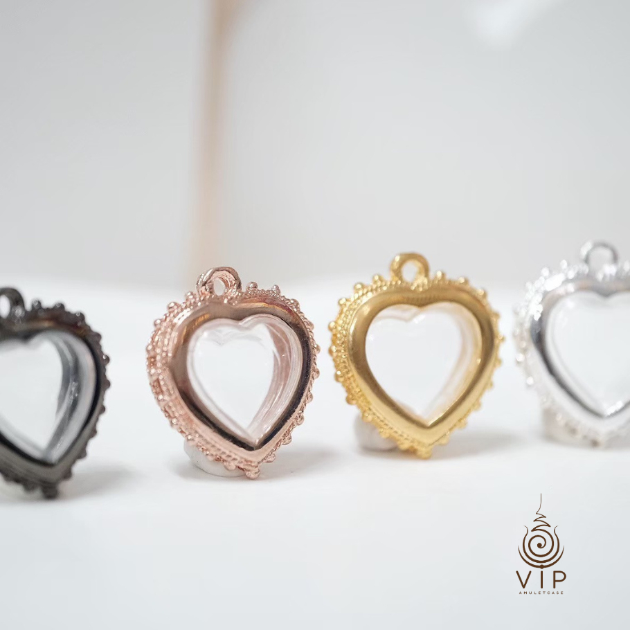 กรอบหัวใจ เบอร์4 🩷 ลายเกลียวเชือก แบบจี้ | Heart Amulet Case Pendant | 心形佛牌外壳(กรอบชุบหนา 2 เท่า) - รูปที่ 2
