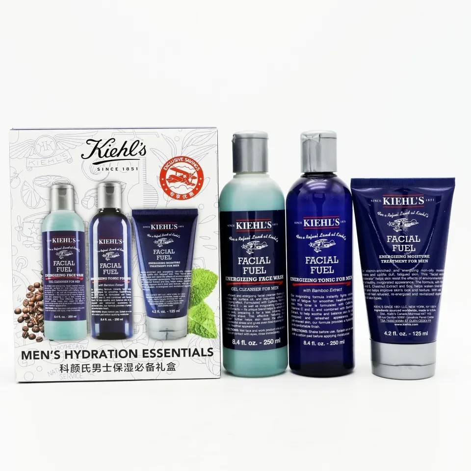 KIEHL'S Men's Hydration Essentials ชุดดูแลผิวหน้าสำหรับผู้ชาย (250ml + 250ml + 125ml)