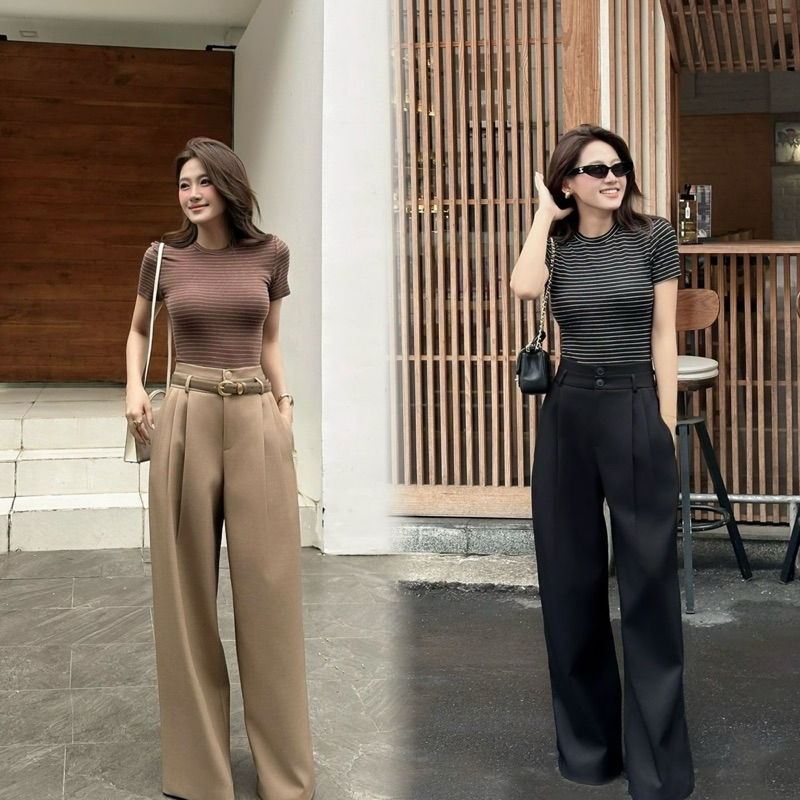 M10 งานป้าย Lalabelle Set 3 ชิ้น ชุดเซ็ทกางเกงขายาว สำหรับผู้หญิง เสื้อผ้าแฟชั่นผู้หญิง ไซส์ S-XL