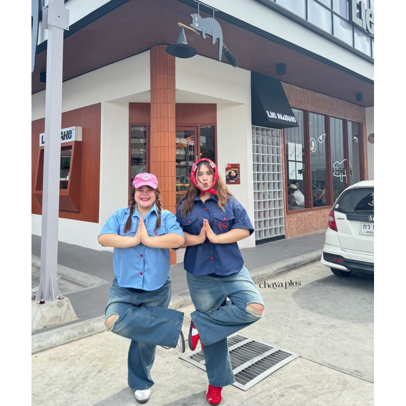 ✅เข้าเพิ่ม พร้อมส่งค่า/LD/ เสื้อเชิ้ตสาวอวบ ผ้ายีนส์ ปักอก กระดุมหัวใจ #เสื้อผ้าไซส์ใหญ่ สาว อ้วน พลัสไซส์ - รูปที่ 6