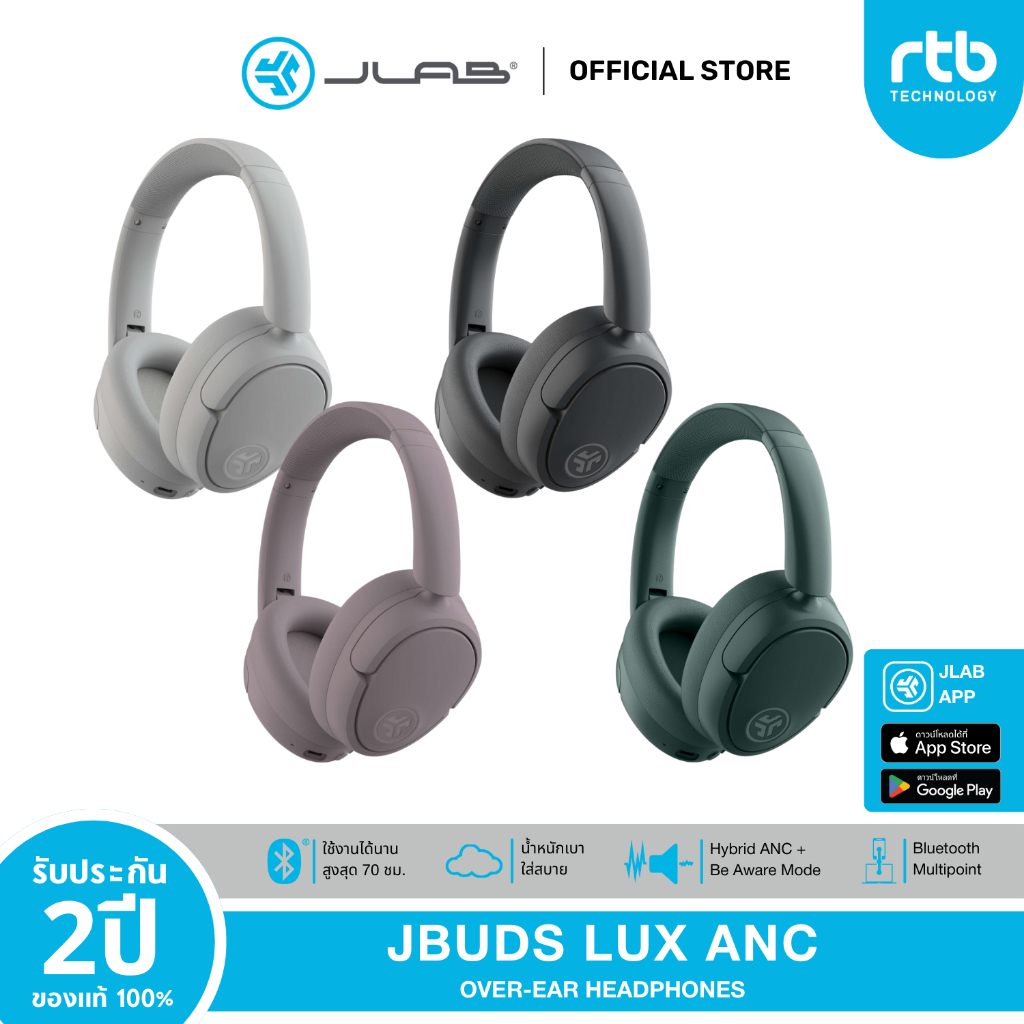 [ประกัน 2 ปี] JLab Jbuds LUX ANC หูฟังครอบหู ไร้สาย ตัดเสียงรบกวน Hybrid ANC หูฟังบลูทูธ 5.4 Wireless Headphones